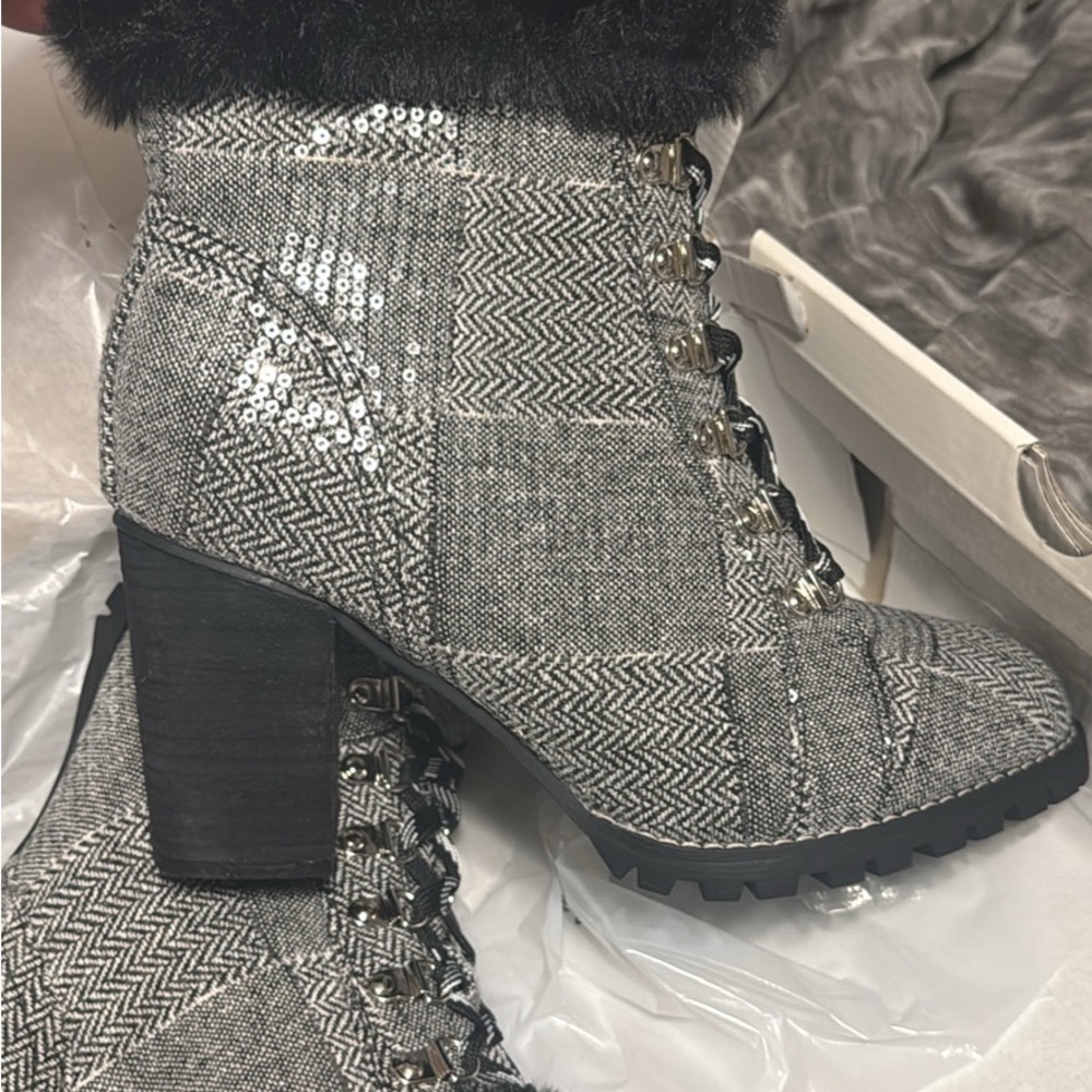 Cato Black and Gray Heeled Boots